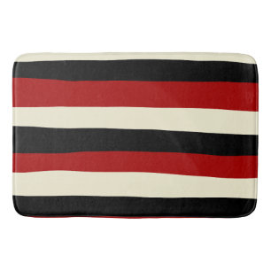 Uneven Stripes - Red and Cream Bath Mat