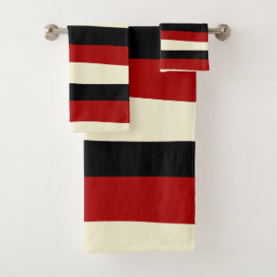 Uneven Stripes - Red and Cream Bath Towel Set