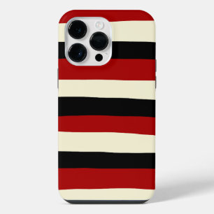 Uneven Stripes - Red and Cream iPhone 14 Pro Max Case