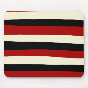 Uneven Stripes - Red and Cream Mouse Mat