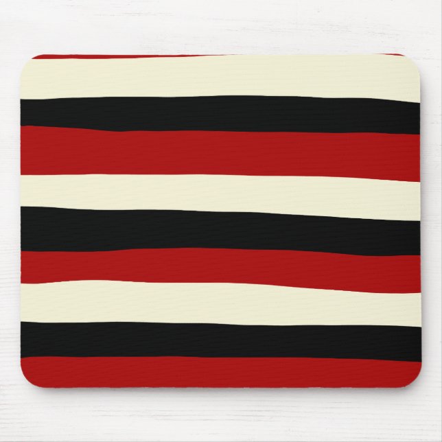 Uneven Stripes - Red and Cream Mouse Mat (Front)