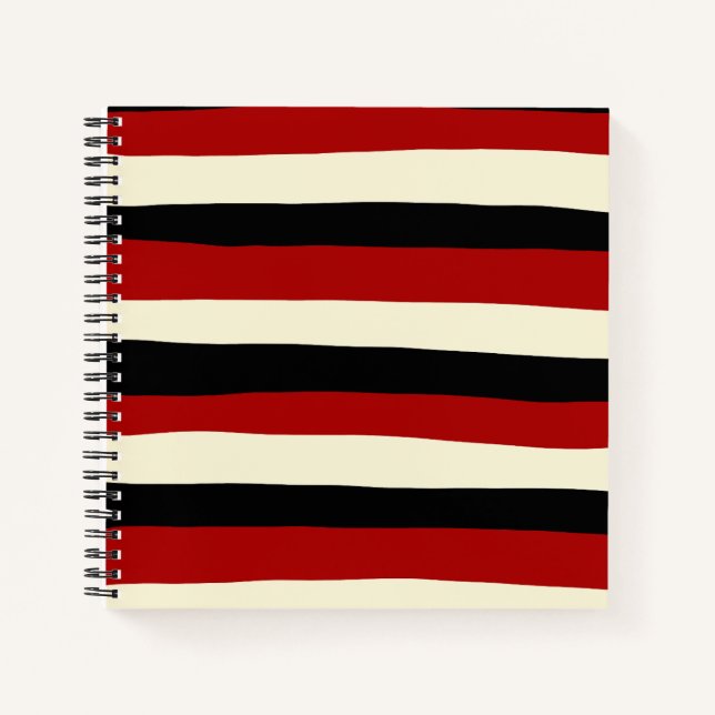 Uneven Stripes - Red and Cream Notebook (Front)
