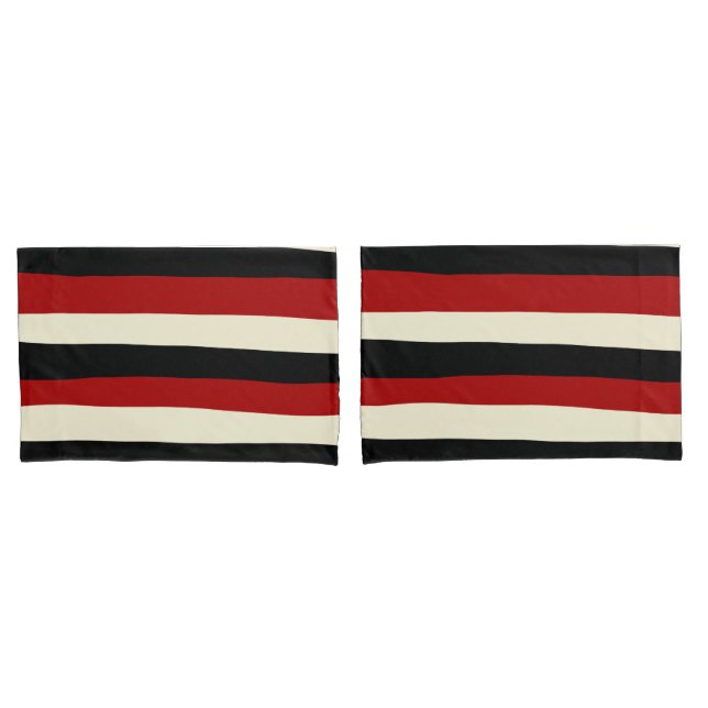 Uneven Stripes - Red and Cream Pillowcase (Front-Set)