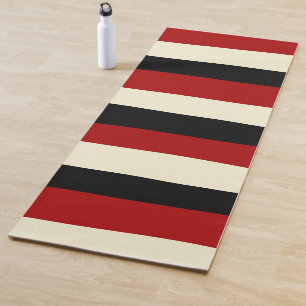 Uneven Stripes - Red and Cream Yoga Mat