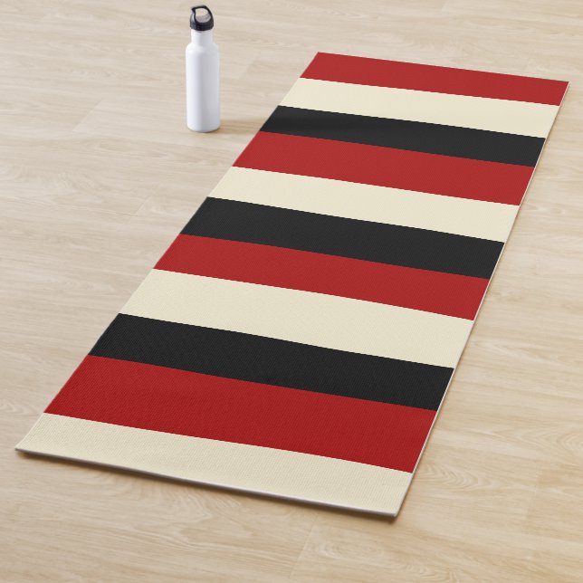 Uneven Stripes - Red and Cream Yoga Mat (In Situ)
