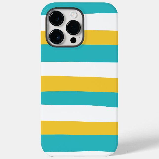 Uneven Stripes - Turquoise and Yellow Case-Mate iPhone Case (Back)