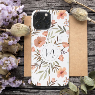Unexpected cute font pretty and pink flowers white iPhone 13 pro max case