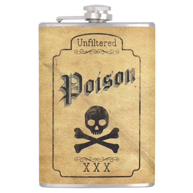 Unfiltered Poison - Dark Gothic Humour Hip Flask (Front)