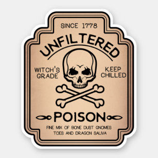 Unfiltered Poison Potion Vintage Label Sticker
