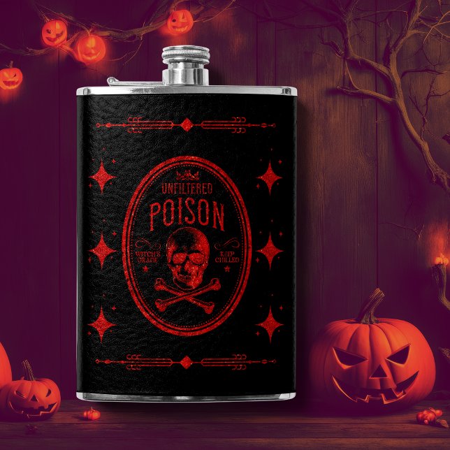 Unfiltered Poison Red and Black Halloween Hip Flask (Creator Uploaded)