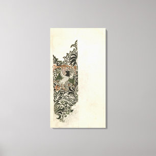 Unfinished 'Bird and Vine' wood block design for w Canvas Print