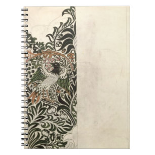 Unfinished 'Bird and Vine' wood block design for w Notebook