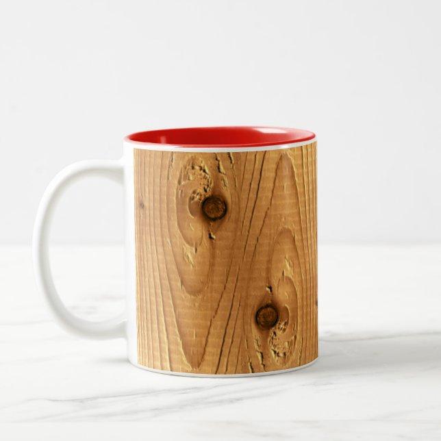 Unfinished Pine Wood Grain Two-Tone Coffee Mug (Left)