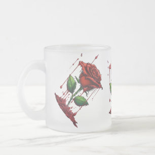 Unfolding Beauty: The Rosebud's Promise Frosted Glass Coffee Mug