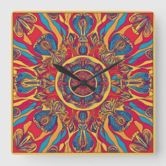 Unfolding Blooms Square Wall Clock