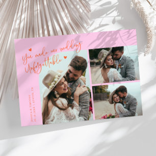 Unforgettable Wedding Orange Pink Multi Photo Thank You Card