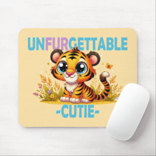 Unfurgettable Cutie fun pun. Baby Tiger cartoon Mouse Mat