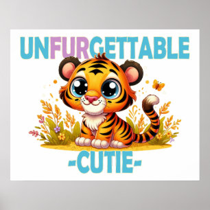 Unfurgettable Cutie fun pun. Baby Tiger cartoon Poster