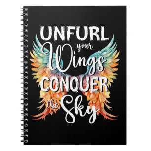 Unfurl your Wings Conquer the Sky Motivational Pun Notebook