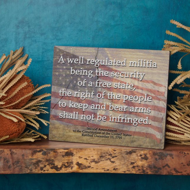 Unfurled American Flag and 2nd Amendment Plaque (Side)