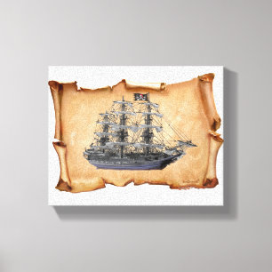 Unfurled Pirate Ship Canvas Print