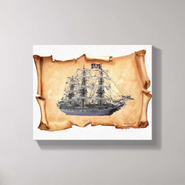 Unfurled Pirate Ship Canvas Print (Front)