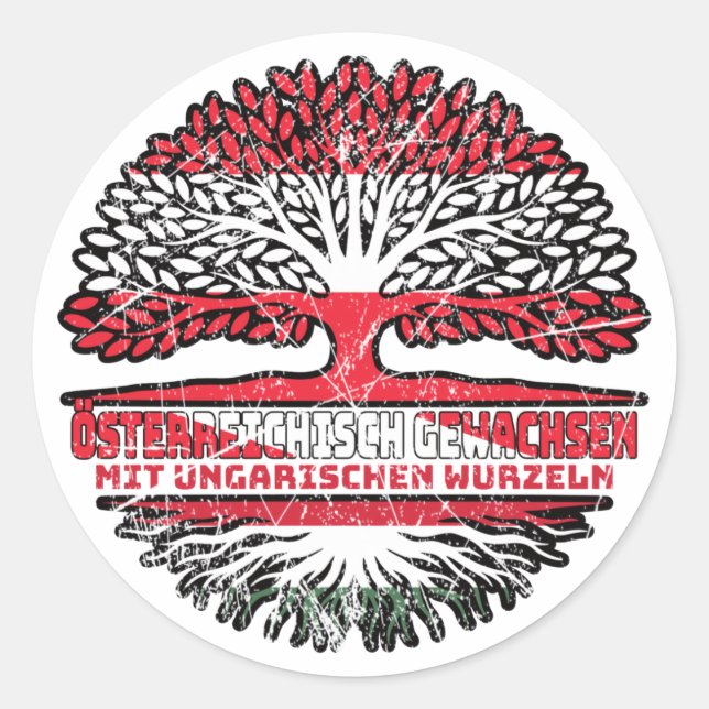 Ungarn Ungarisch Österreichisch Österreich Baum Classic Round Sticker (Front)