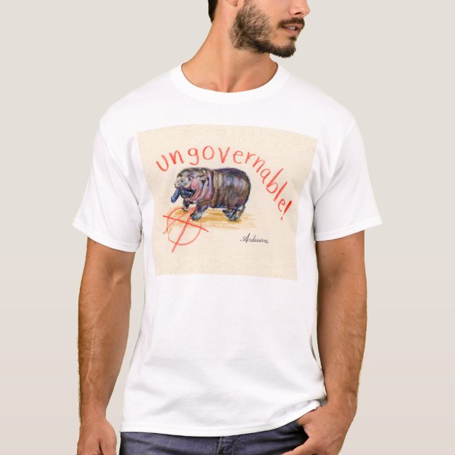 Ungovernable Anarchist Hippo. Moo Deng inspired T-Shirt (Front)