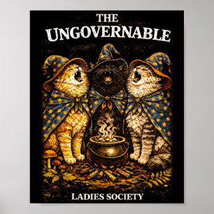 Ungovernable ladies society cat wicca halloween poster
