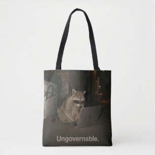 Ungovernable Racoon Working Late at Night Tote Bag