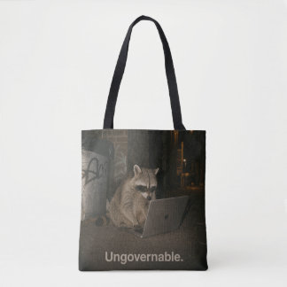 Ungovernable Racoon Working Late at Night Tote Bag