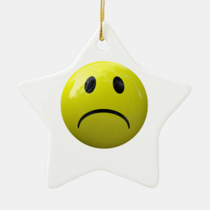 unhappy face emoji ceramic tree decoration