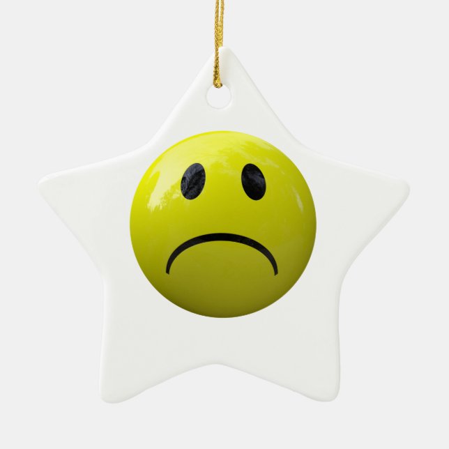 unhappy face emoji ceramic tree decoration (Front)
