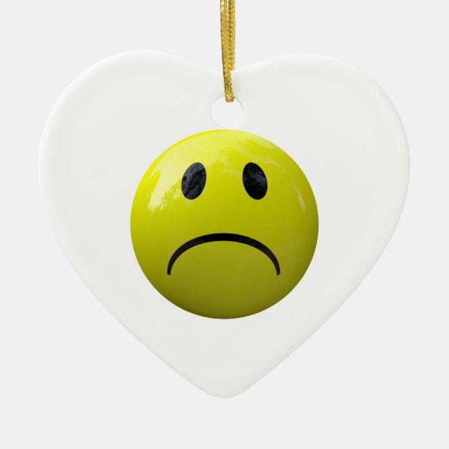 unhappy face emoji ceramic tree decoration (Front)