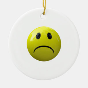 unhappy face emoji ceramic tree decoration