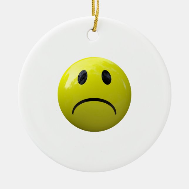 unhappy face emoji ceramic tree decoration (Front)
