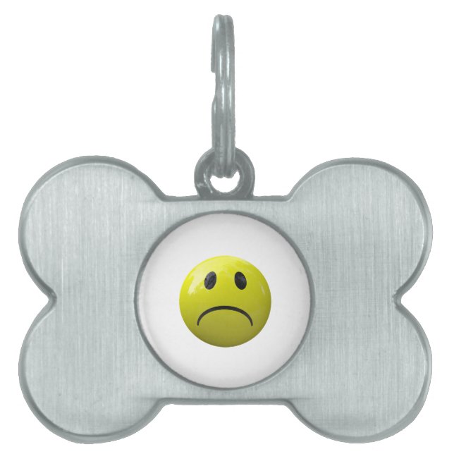 unhappy face emoji pet name tag (Front)