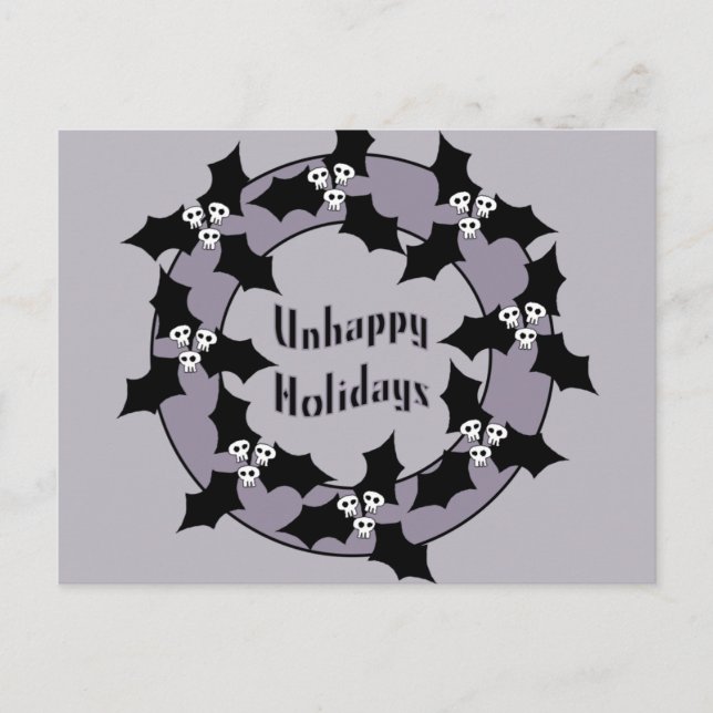 Unhappy Holiday Wreath Postcard (Front)