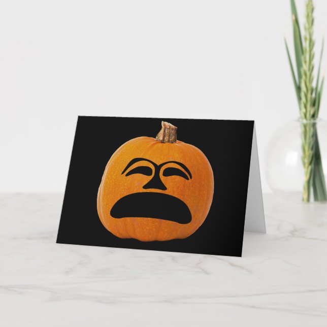 Unhappy Jack O' Lantern Halloween Pumpkin Card (Front)