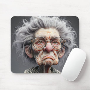 Unhappy Old Lady Caricature  Mouse Mat