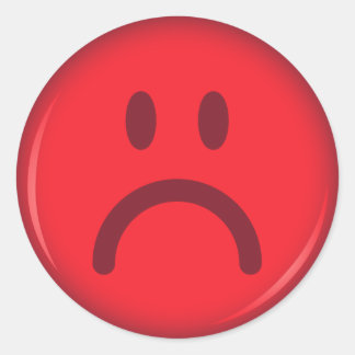 Unhappy pouty angry red face classic round sticker