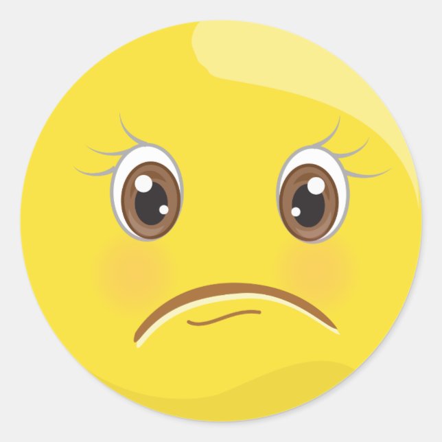 Unhappy/Sad Yellow Emoji Face Stickers (Front)