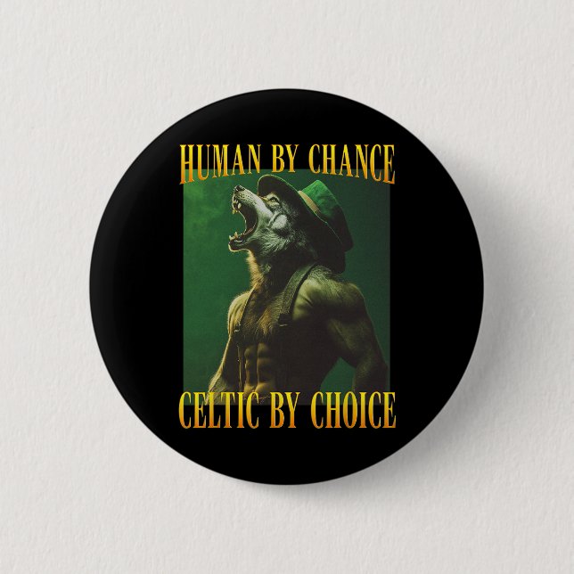 Unhinged Saint Patricks Day Alpha Wolf  6 Cm Round Badge (Front)