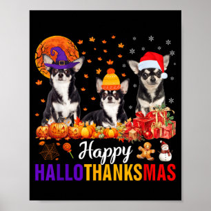 Uni-S Kids Chihuahua Dog Halloween Thanksgiving Poster