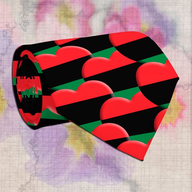 Unia Flag Hearts & Pan African Flag / Kwanzaa Tie (Creator Uploaded)