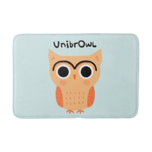 UnibrOwl Unibrow Owl   Funny Cute Eyebrows Owl Bath Mat