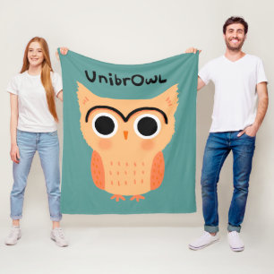 UnibrOwl Unibrow Owl Funny Cute Eyebrows Owl Fleece Blanket