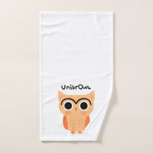 UnibrOwl Unibrow Owl Funny Cute Eyebrows Owl Hand Towel