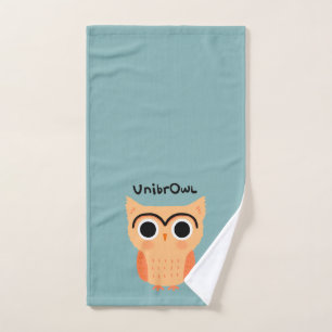 UnibrOwl Unibrow Owl Funny Cute Eyebrows Owl Hand Towel