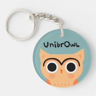 UnibrOwl Unibrow Owl   Funny Cute Eyebrows Owl Key Ring